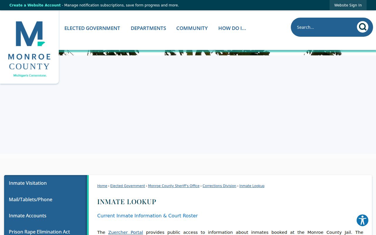 Monroe residents directory Monroe County inmate lookup page
