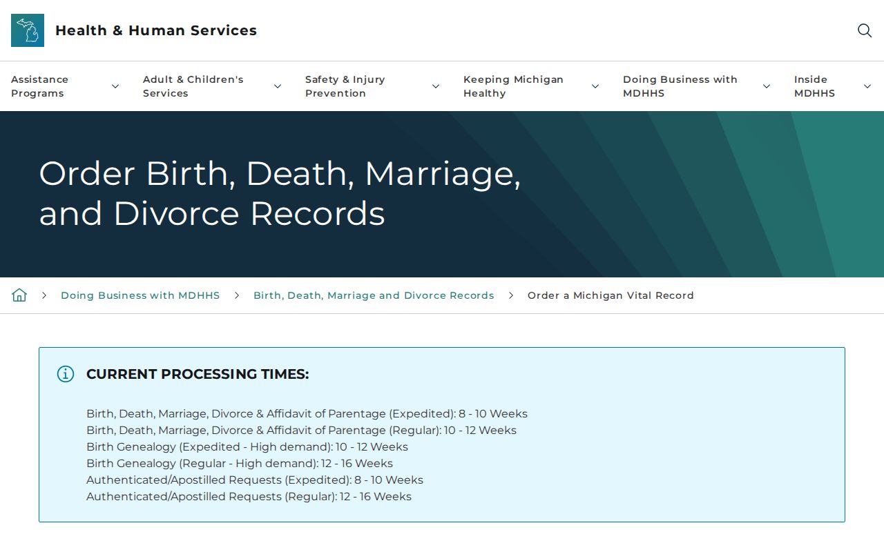 Monroe resident lookup using Michigan vital-record order information